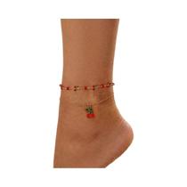 Conjunto De Tornozeleiras Boho Com Pingente De Cereja Vermelha Para Mulheres, Joia De Corrente De Conjunto De Tornozeleiras Boho Com Pingente De Cereja Vermelha Para Mulheres, Joia De Corrente De