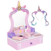 Conjunto de Toucador Infantil BRINJOY de Madeira com Acessórios e Gaveta