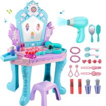 Conjunto de toucador infantil Tsomtto Magic Makeup Table com cadeira Frozen