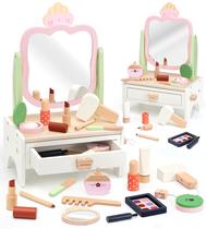Conjunto de toucador KizKnows de madeira para crianças com acessórios de maquiagem 3+ Conjunto de toucador KizKnows de madeira para crianças com acessórios de maquiagem 3+