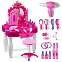 Conjunto de toucador Play22 Pretend Play Girls com espelho e banquinho, 21 unidades
