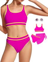 Conjunto de Traje de Baño Minggo para Adolescentes, Bikini de Cintura Alta para Niñas de 8 a 15 Años Conjunto de Traje de Baño Minggo para Adolescentes, Bikini de Cintura Alta para Niñas de 8 a 15 Años
