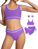 Conjunto de Traje de Baño Minggo para Niñas Adolescentes Bikini de Cintura Alta 8-15 Años Conjunto de Traje de Baño Minggo para Niñas Adolescentes Bikini de Cintura Alta 8-15 Años