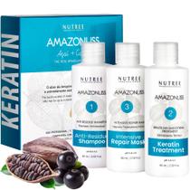 Conjunto de tratamento suavizante de queratina Amazonliss 60mL com shampoo Conjunto de tratamento suavizante de queratina Amazonliss 60mL com shampoo