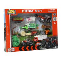 Conjunto de Tratores Massey Ferguson Vermelho Farm Set Maisto 39391