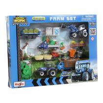 Conjunto de Tratores New Holland Azul Farm Set Maisto 39392 Conjunto de Tratores New Holland Azul Farm Set Maisto 39392