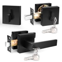 Conjunto de travas de entrada Probrico Flat Black com fechaduras, pacote com 1 pacote