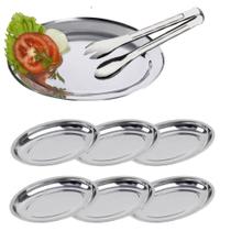 Conjunto de Travessa e Pegador em Inox 30cm e 20cm para Servir com Praticidade