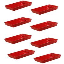 Conjunto De Travessa Stillo Rasa Vemplast G 8 Peças Vermelho