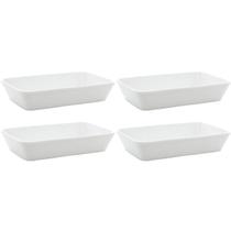 Conjunto de Travessas de Porcelana Lyor Linea 1L Brancas 4 Pratos Refratários Retangulares