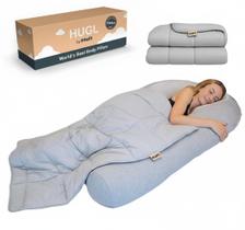 Conjunto de Travesseiro Corporal Plufl Hugl em U com Espuma Viscoelástica e Resfriamento