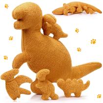 Conjunto de travesseiros de pelúcia Dinosaur Nugget redondo e engraçado com 4 bebês de pelúcia
