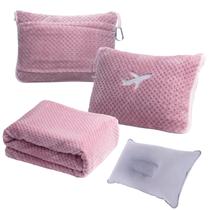 Conjunto de travesseiros de viagem Nenolix 3 em 1 350 g/m2 com bolsa rosa Conjunto de travesseiros de viagem Nenolix 3 em 1 350 g/m2 com bolsa rosa