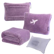Conjunto de travesseiros de viagem Nenolix 3 em 1 350 GSM com bolsa violeta