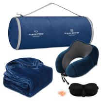 Conjunto de travesseiros e cobertores de viagem urnexttour Memory Foam Blue