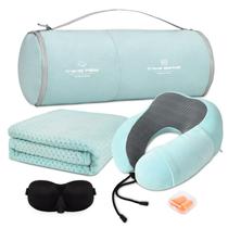 Conjunto de travesseiros e cobertores de viagem urnexttour Memory Foam Blue