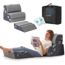 Conjunto de travesseiros Wedge, espuma viscoelástica ortopédica Ahpmeoa, 6 peças, cinza