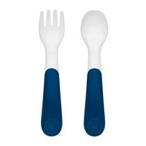 Conjunto de treinamento OXO Tot On The Go Fork & Spoon com estojo de viagem Navy