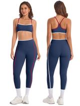 Conjunto de treino ABOCIW Color Block, sutiã e leggings esportivos para mulheres