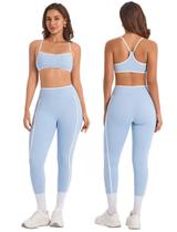 Conjunto de treino ABOCIW Color Block, sutiã esportivo e leggings de cintura alta