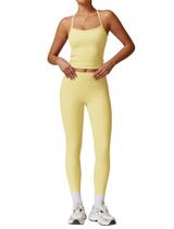 Conjunto de treino ABOCIW para mulheres, sutiã e leggings esportivos acolchoados
