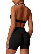 Conjunto de treino ABOCIW Seamless Halter Sports Sutiã com shorts elásticos
