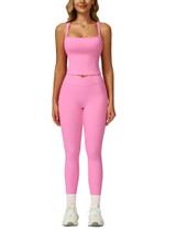Conjunto de treino AGYMNX com gola quadrada e calça para levantar o bumbum Conjunto de treino AGYMNX com gola quadrada e calça para levantar o bumbum