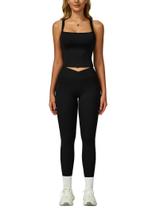 Conjunto de treino AGYMNX com gola quadrada e calça para levantar o bumbum Conjunto de treino AGYMNX com gola quadrada e calça para levantar o bumbum