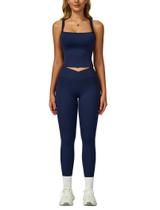 Conjunto de treino AGYMNX com gola quadrada e calça para levantar o bumbum Conjunto de treino AGYMNX com gola quadrada e calça para levantar o bumbum