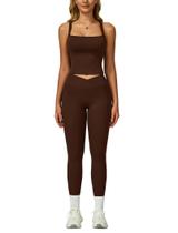 Conjunto de treino AGYMNX com gola quadrada e calça para levantar o bumbum Conjunto de treino AGYMNX com gola quadrada e calça para levantar o bumbum