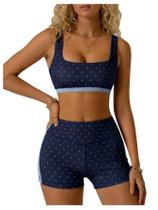 Conjunto de treino feminino Milumia, bolinhas, bloco colorido, azul profundo Conjunto de treino feminino Milumia, bolinhas, bloco colorido, azul profundo
