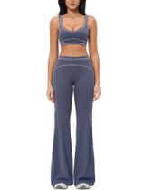 Conjunto de treino feminino PQBPQB com top cropped e legging pantalona Conjunto de treino feminino PQBPQB com top cropped e legging pantalona