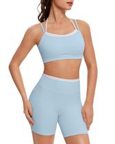 Conjunto de Treino OMKAGI Feminino - Sutiã Esportivo de Dupla Camada e Shorts Biker de Cintura Alta Conjunto de Treino OMKAGI Feminino - Sutiã Esportivo de Dupla Camada e Shorts Biker de Cintura Alta
