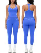 Conjunto de treino PQBPQB Brilliant Blue para leggings femininas Conjunto de treino PQBPQB Brilliant Blue para leggings femininas