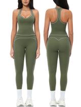 Conjunto de treino PQBPQB regata nadador verde oliva com legging Conjunto de treino PQBPQB regata nadador verde oliva com legging