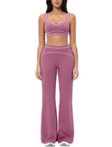 Conjunto de treino PQBPQB top cropped e legging color block