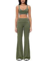 Conjunto de treino PQBPQB verde-oliva regata cropped e legging XS