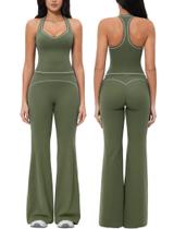 Conjunto de treino QBGJTD, camiseta regata feminina Color Block, verde-oliva Conjunto de treino QBGJTD, camiseta regata feminina Color Block, verde-oliva