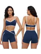 Conjunto de treino QBGJTD de duas peças azul escuro para mulheres tamanho XS
