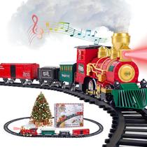 Conjunto de trem AuroTops Kids com locomotiva a vapor, carros e trilhos