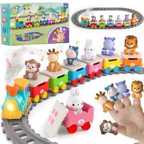 Conjunto de trem de brinquedo Aigybobo Electric Zoo Animal com música e luz
