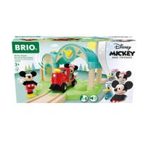 Conjunto de trem de brinquedo de madeira BRIO Disney Mickey Mouse Record & Play