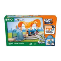 Conjunto de trem de brinquedo de madeira BRIO Smart Tech Sound Action Tunnel Conjunto de trem de brinquedo de madeira BRIO Smart Tech Sound Action Tunnel