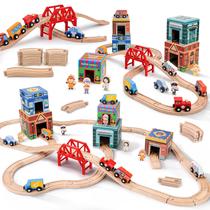 Conjunto de Trem de Madeira Dreamon Cidade Completa com Trilhos Conjunto de Trem de Madeira Dreamon Cidade Completa com Trilhos