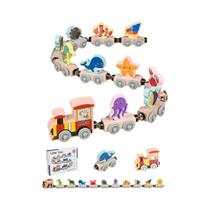 Conjunto de Trem de Madeira Magnético Montessori - Brinquedo Educacional Infantil
