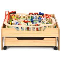 Conjunto de trem de madeira OLAKIDS Kids Kids com 100 peças+3Y Conjunto de trem de madeira OLAKIDS Kids Kids com 100 peças+3Y