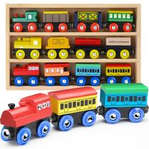 Conjunto de Trem de Madeira Play22 - 12 Peças com 3 Motores - Brinquedo Infantil