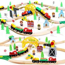 Conjunto de Trem de Madeira TOY Life com Guindaste (60 Peças) - Brinquedo para Meninos a partir de 3 Anos