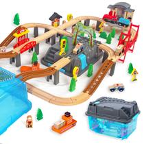 Conjunto de Trem de Madeira WoodenEdu (100 Peças) - Para Crianças de 3 a 7 Anos Conjunto de Trem de Madeira WoodenEdu (100 Peças) - Para Crianças de 3 a 7 Anos