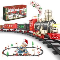 Conjunto de trem de Natal JQ JUQU com luzes e sons de Natal para crianças